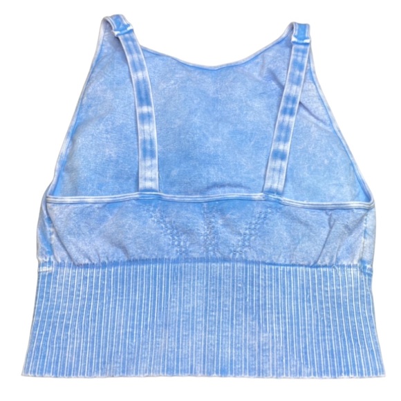 FREE PEOPLE GOOD KARMA HIGH NECK CROP TOP SOLD OUT STYLE! Light BLUE M L - Picture 9 of 10